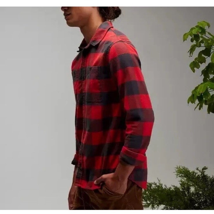 Alpine Design Flannel Shirt Mens X-Large Mid Weight Red Gray Black Buffalo Plaid — image 3 of 4